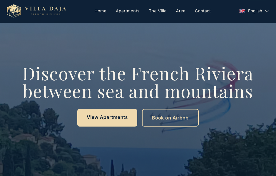 Villa Daja website screenshot